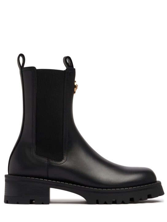 Versace: 35mm Leather Chelsea boots - Black - women_0 | Luisa Via Roma