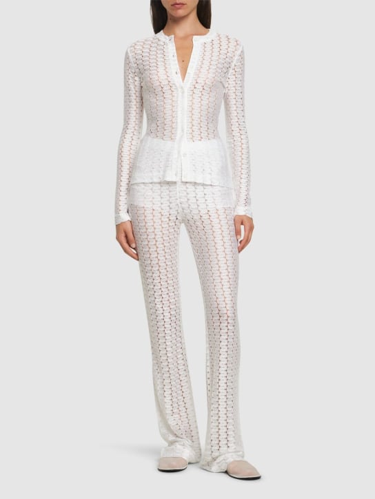 Missoni: Solid lace flared pants - Beyaz - women_1 | Luisa Via Roma