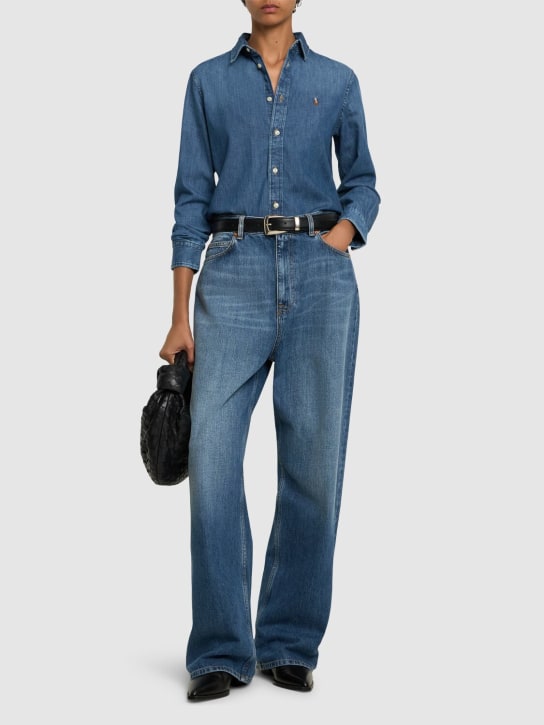 Polo Ralph Lauren: Cotton denim shirt - Mavi - women_1 | Luisa Via Roma