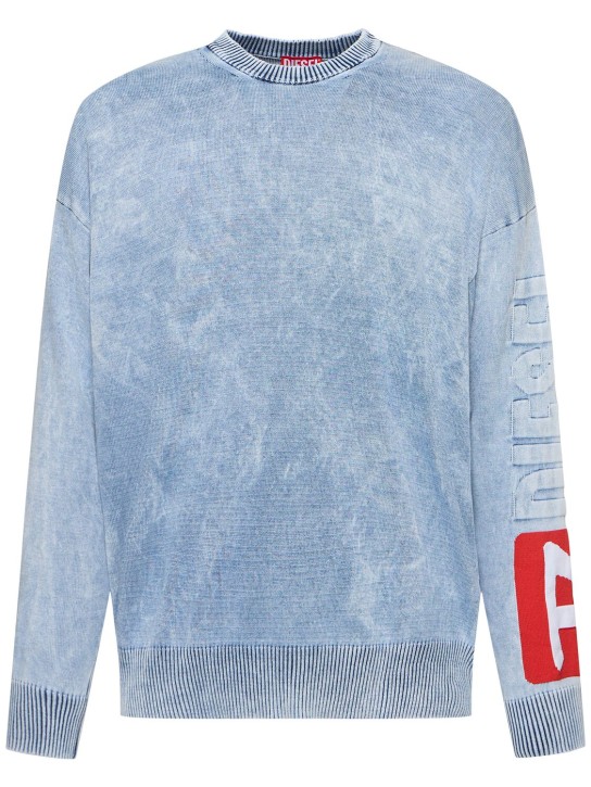 Diesel: K-Zeros cotton crewneck sweatshirt - Blue - men_0 | Luisa Via Roma