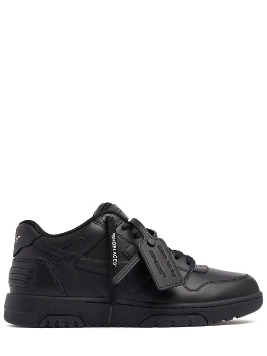 Off-White: Out of Office leather sneakers - Black - men_0 | Luisa Via Roma