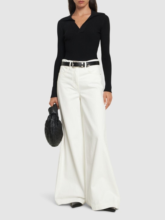 Nili Lotan: Rolland wide cotton jeans - White - women_1 | Luisa Via Roma