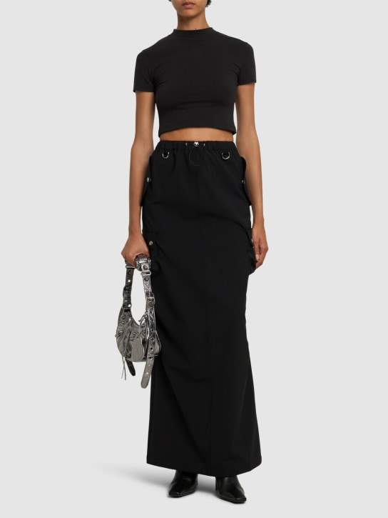 Coperni: Tailored cool wool blend cargo skirt - Siyah - women_1 | Luisa Via Roma