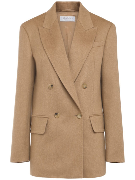 Max Mara: Falster double breast camel blazer - women_0 | Luisa Via Roma