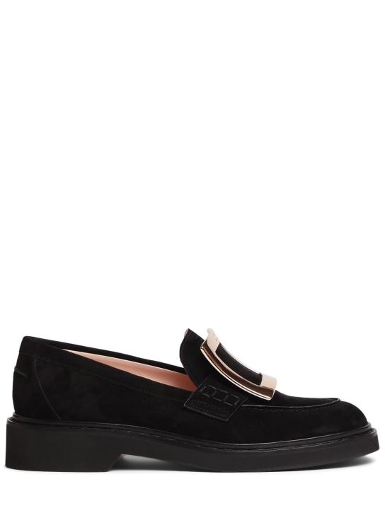 Roger Vivier: Mocasines de ante 25mm - Negro - women_0 | Luisa Via Roma