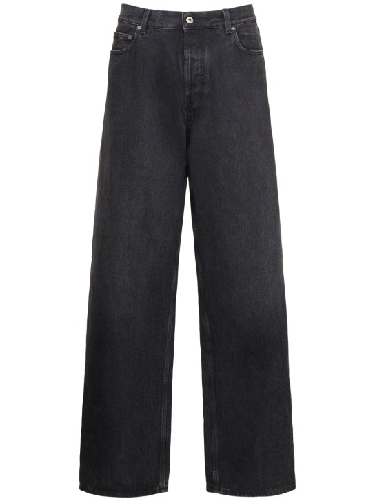 Off-White: Jeans Arrow in denim di cotone effetto vintage - Blu Vintage - men_0 | Luisa Via Roma