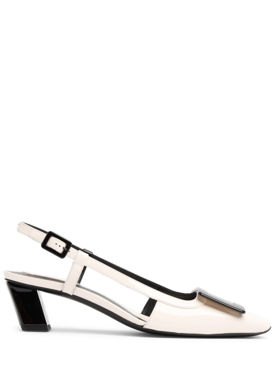 Roger Vivier: 45mm BV Optical leather slingbacks - White/Black - women_0 | Luisa Via Roma