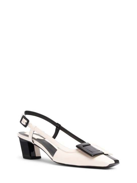 Roger Vivier: 45mm BV Optical leather slingbacks - White/Black - women_1 | Luisa Via Roma