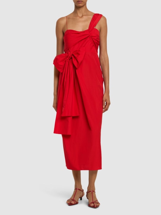 Cecilie Bahnsen: Vestido midi de algodón con un hombro - Poppy Red - women_1 | Luisa Via Roma
