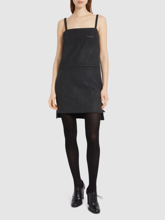 Max Mara: Leale stretch wool mini dress - Grey - women_1 | Luisa Via Roma
