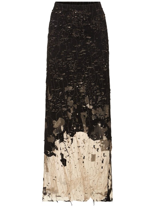 Diesel: Embroidered tulle maxi skirt - Black - women_0 | Luisa Via Roma