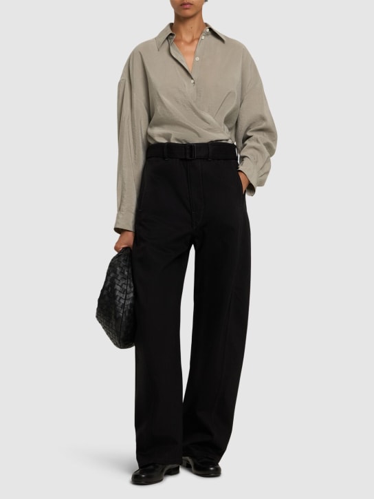 Lemaire: Belted cotton jeans - Black - women_1 | Luisa Via Roma