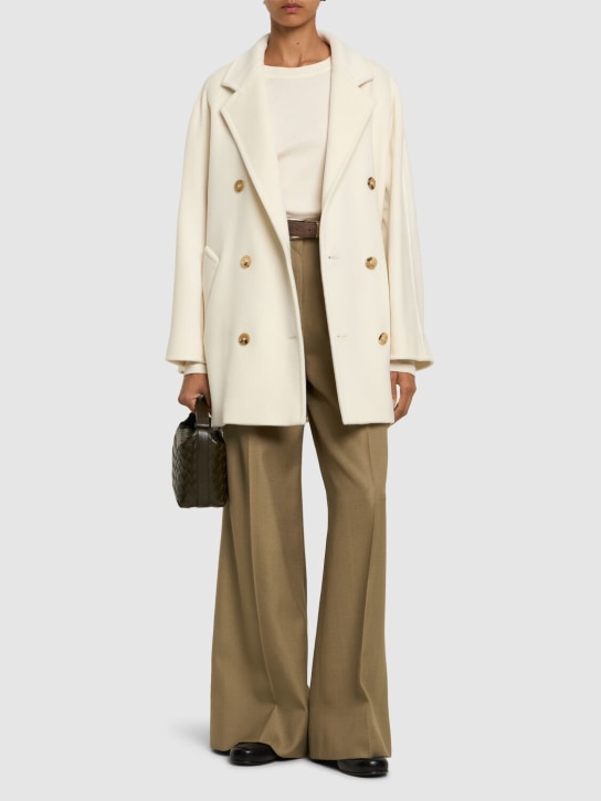 Max Mara: Rebus wool & cashmere short coat - White - women_1 | Luisa Via Roma