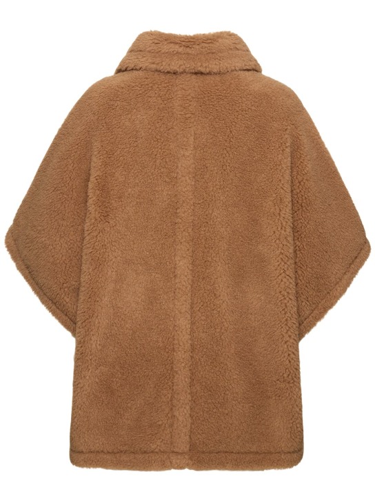 Max Mara: Tebe camel & silk teddy cape - women_5 | Luisa Via Roma