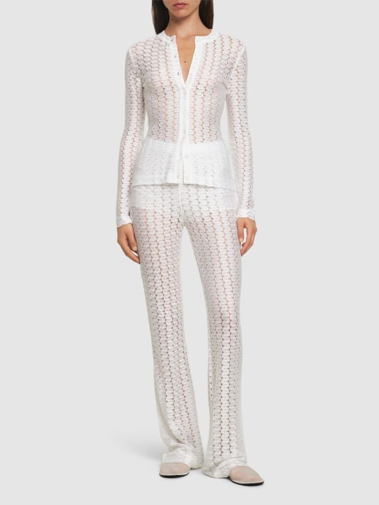 Missoni: Solid lace buttoned cardigan - Beyaz - women_1 | Luisa Via Roma