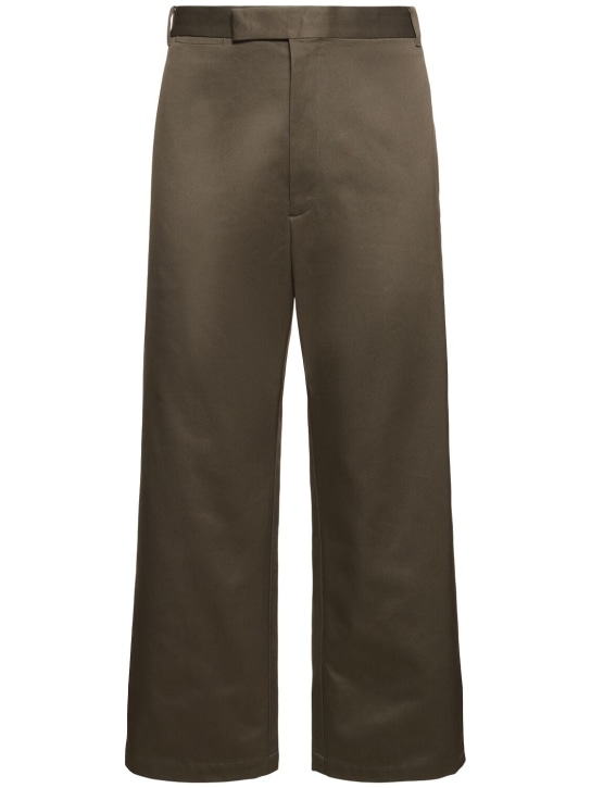 Thom Browne: Pantalones rectos de algodón - Dk Green - men_0 | Luisa Via Roma