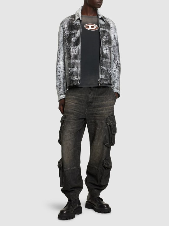 Diesel: L-Pylon-A leather jacket - Grey/White - men_1 | Luisa Via Roma