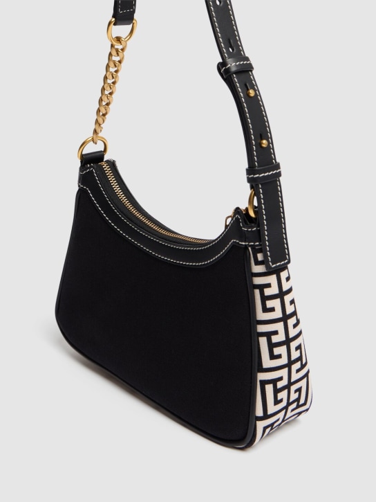 Balmain: B-Army canvas & leather shoulder bag - women_5 | Luisa Via Roma