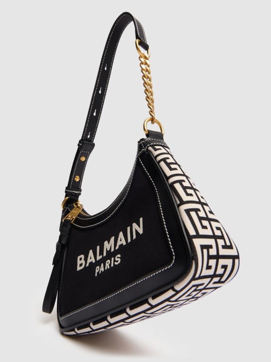 Balmain: B-Army canvas & leather shoulder bag - women_3 | Luisa Via Roma