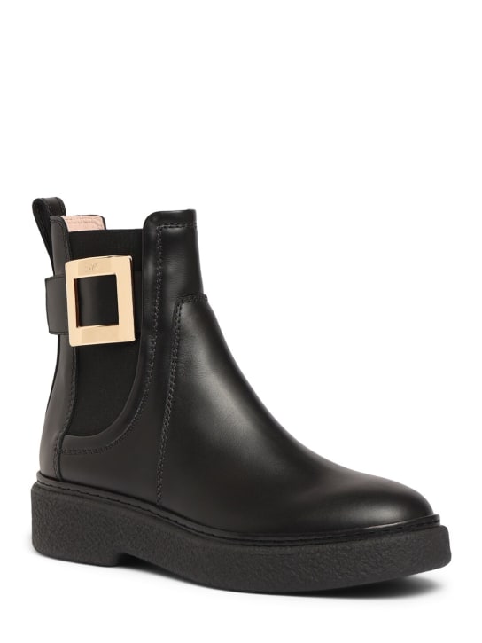 Roger Vivier: 25mm Viv Rangers leather ankle boots - Black - women_1 | Luisa Via Roma