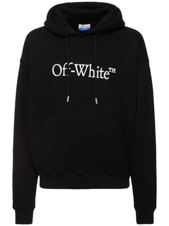 Off-White: Big Bookish skate cotton hoodie - Siyah - men_0 | Luisa Via Roma