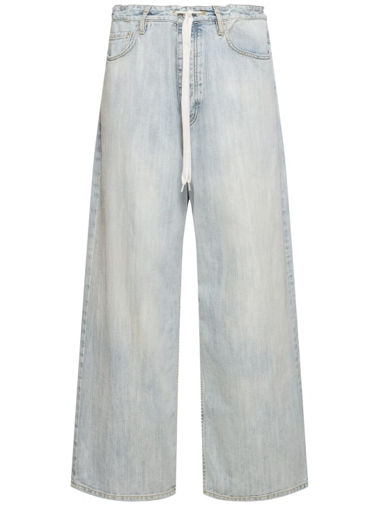 Balenciaga: Jeans baggy de denim de algodón - Bleached Ring - women_0 | Luisa Via Roma