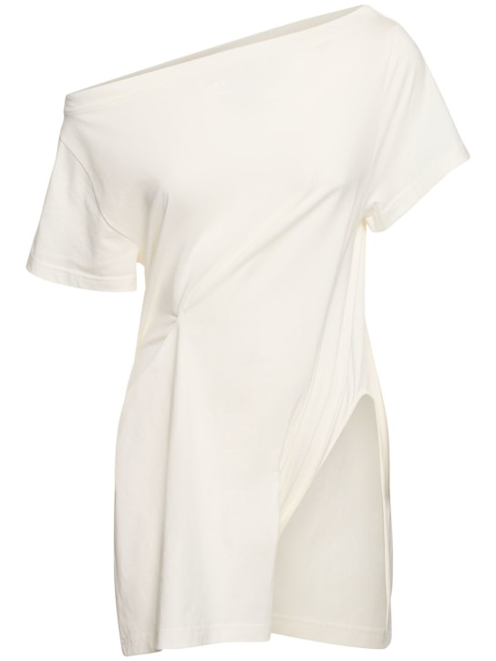 Courreges: Boatneck cotton bodysuit - Beyaz - women_0 | Luisa Via Roma