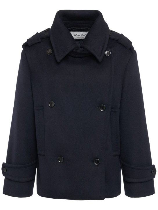 Max Mara: Laveno wool & cashmere short coat - Blue - women_0 | Luisa Via Roma