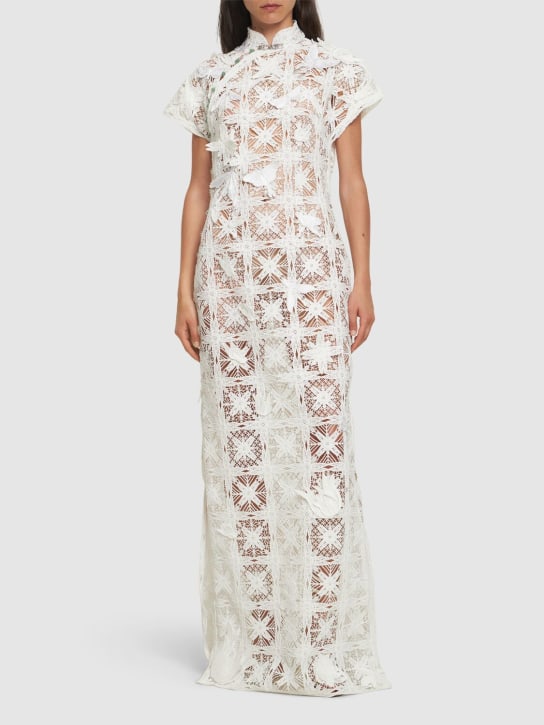 MITHRIDATE: Langes Kleid aus Spitze „Qipao“ - Weiß - women_1 | Luisa Via Roma
