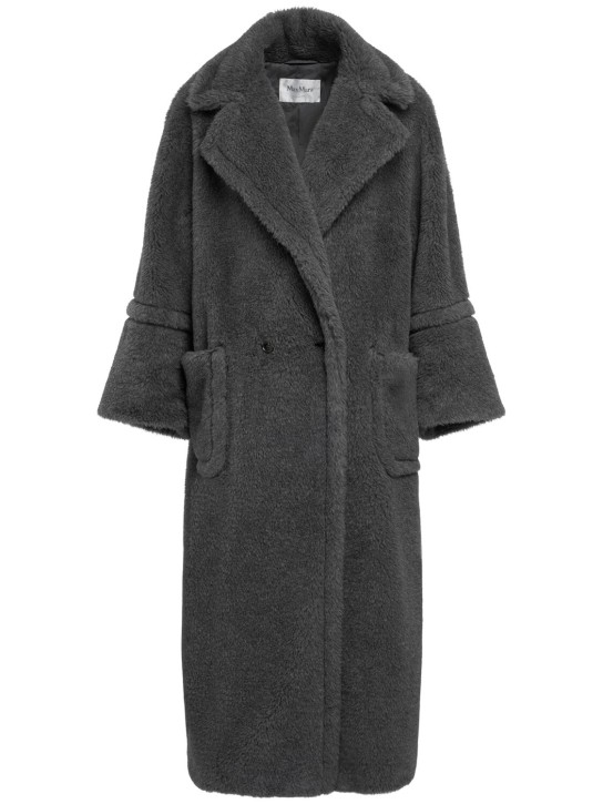 Max Mara: Kadiak teddy long coat - Grey - women_0 | Luisa Via Roma
