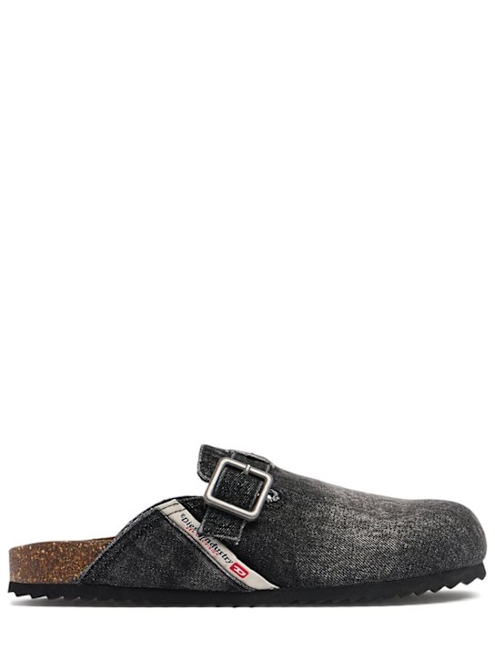 Diesel: Woodstock Washed cotton denim mules - men_0 | Luisa Via Roma