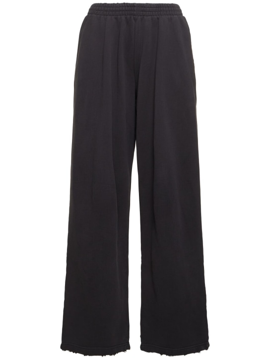 Balenciaga: Pantaloni baggy fit in felpa di cotone - Nero Delave' - women_0 | Luisa Via Roma