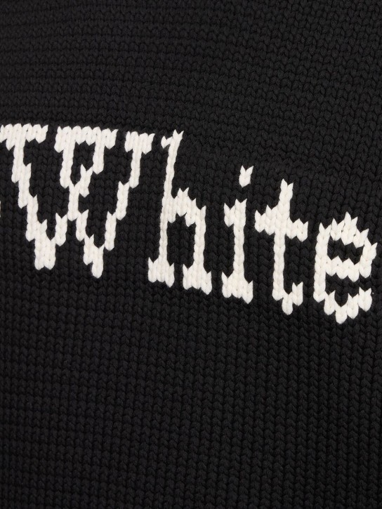 Off-White: Big Bookish chunky knit sweater - Siyah - men_1 | Luisa Via Roma