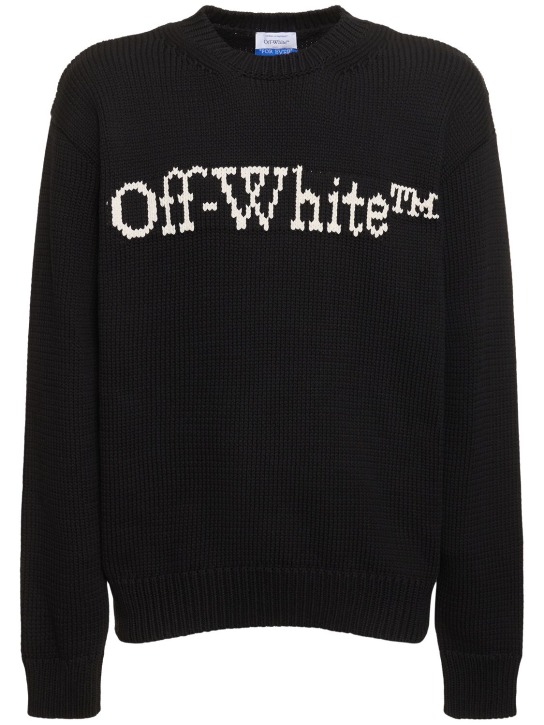 Off-White: Suéter de punto grueso - Negro - men_0 | Luisa Via Roma