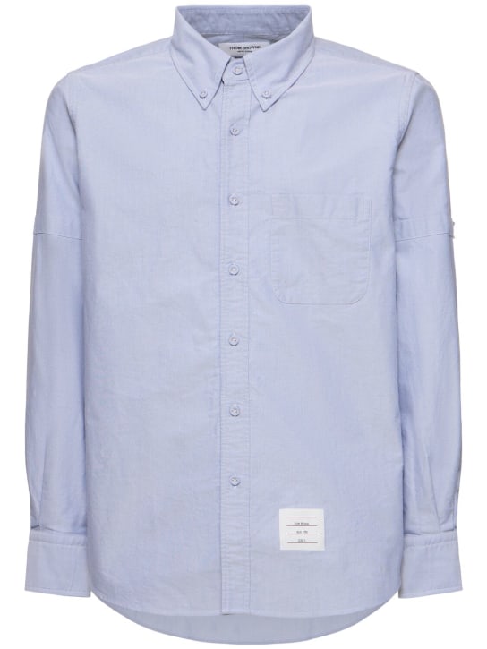 Thom Browne: Camisa de corte recto - Azul Claro - men_0 | Luisa Via Roma