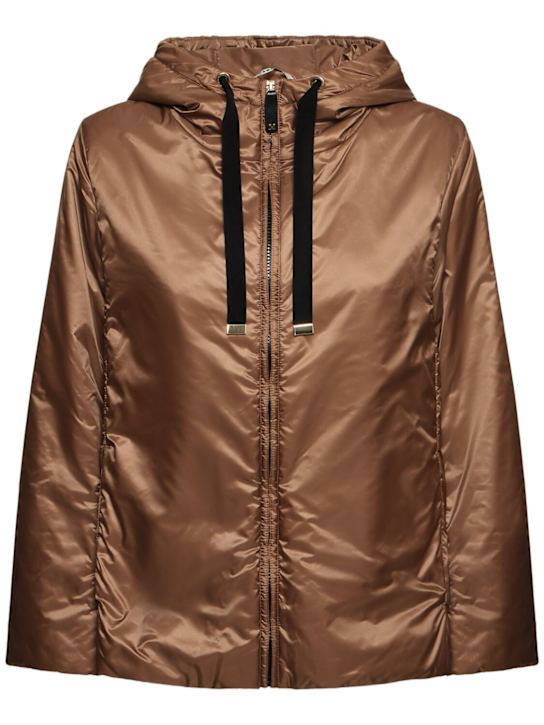 Max Mara: Greenh tech hooded puffer jacket - women_0 | Luisa Via Roma