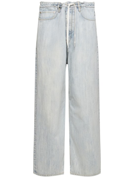 Balenciaga: Jeans baggy fit in denim di cotone - Bleached Ring - men_0 | Luisa Via Roma