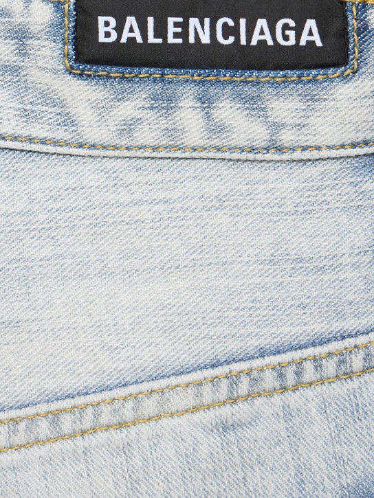 Balenciaga: Jeans baggy de denim de algodón - Bleached Ring - men_1 | Luisa Via Roma
