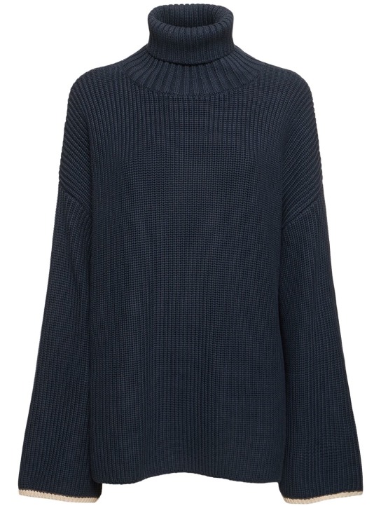 Brunello Cucinelli: Knit turtleneck sweater - Navy - women_0 | Luisa Via Roma
