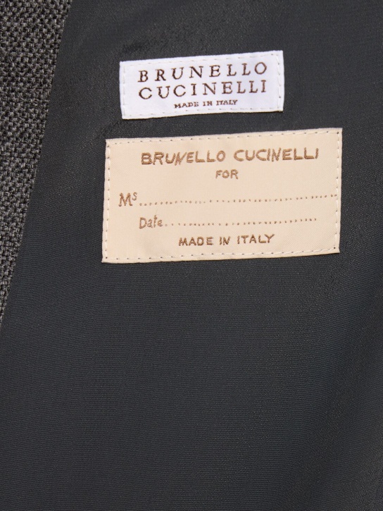 Brunello Cucinelli: 单排扣迷笛大衣 - 灰色 - women_5 | Luisa Via Roma
