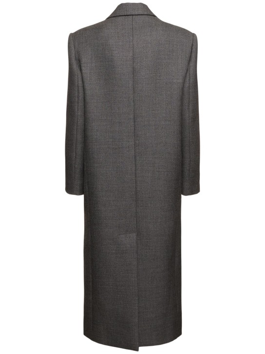 Brunello Cucinelli: 单排扣迷笛大衣 - 灰色 - women_4 | Luisa Via Roma