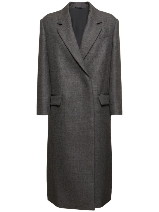 Brunello Cucinelli: Wool single breast midi coat - Grey - women_0 | Luisa Via Roma