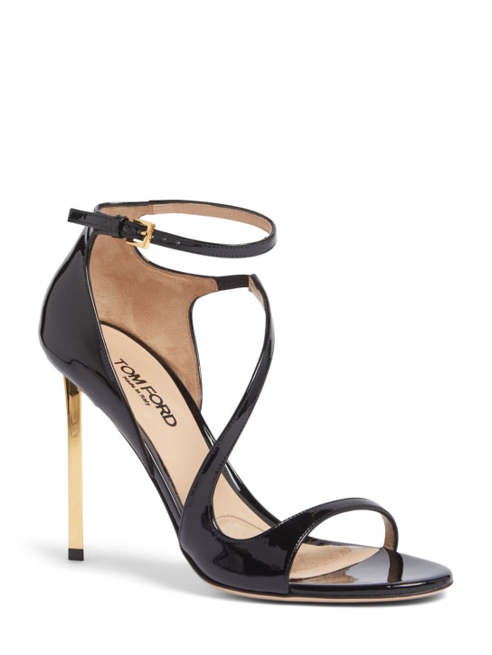 Tom Ford: 105mm Newton patent leather sandals - Black - women_1 | Luisa Via Roma