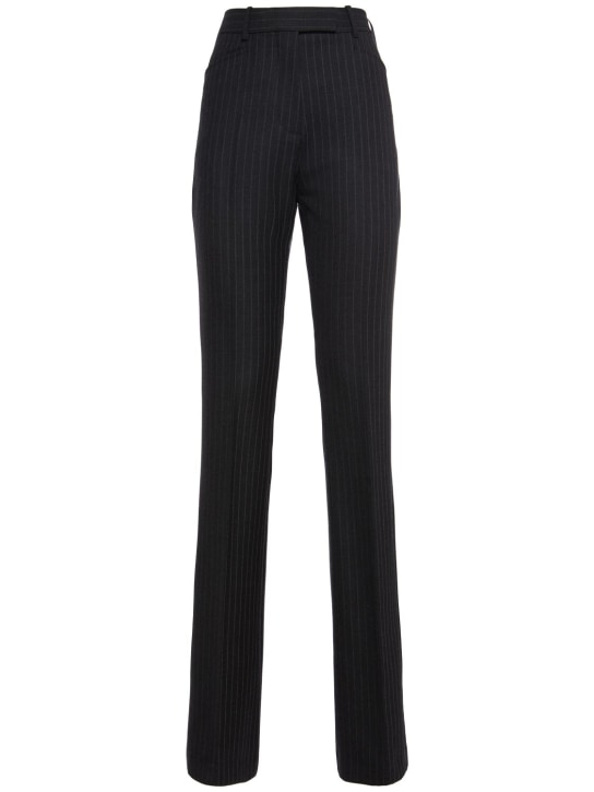 Tom Ford: Pinstriped cashmere straight pants - Dark Grey - women_0 | Luisa Via Roma