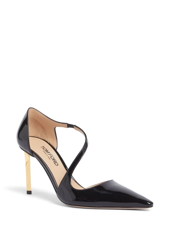 Tom Ford: Escarpins en cuir verni Newton 85 mm - Espresso - women_1 | Luisa Via Roma