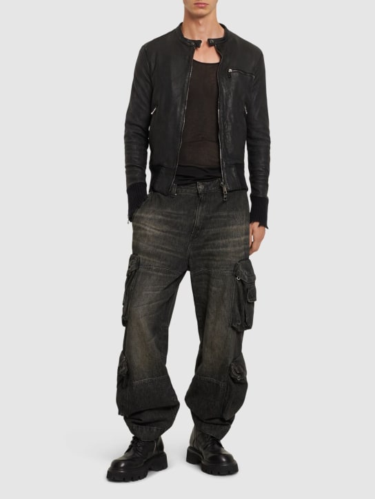 Giorgio Brato: Leather bomber jacket - Black - men_1 | Luisa Via Roma