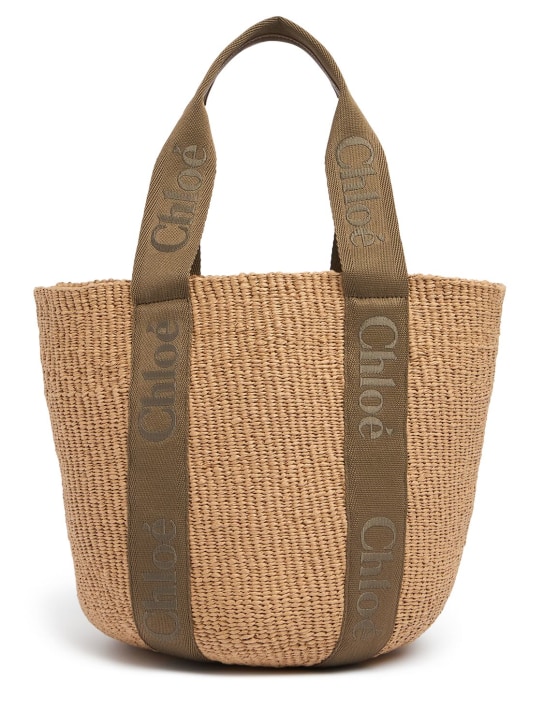 Chloé: Grand sac cabas en papier Woody - Dark Nut - women_0 | Luisa Via Roma