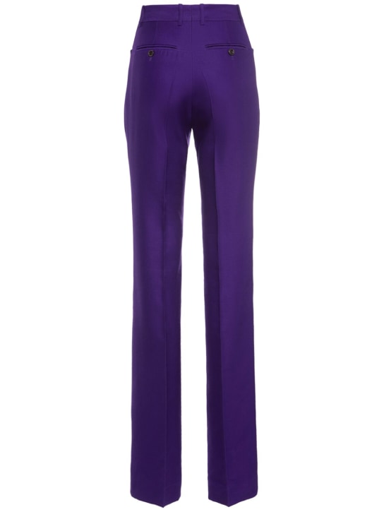 Tom Ford: Pantalon ample ajusté en laine et soie - Violet - women_1 | Luisa Via Roma