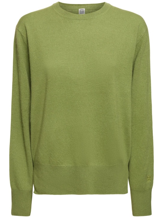 Toteme: Crewneck cashmere knit sweater - Green - women_0 | Luisa Via Roma