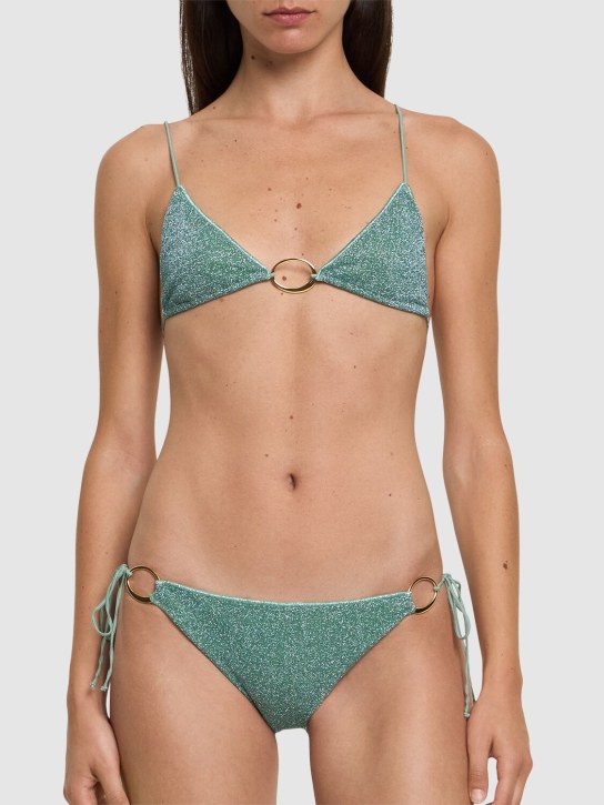 Oséree Swimwear: Lumiere lurex triangle bikini - Light Green - women_1 | Luisa Via Roma